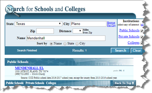 NCES Number Lookup 